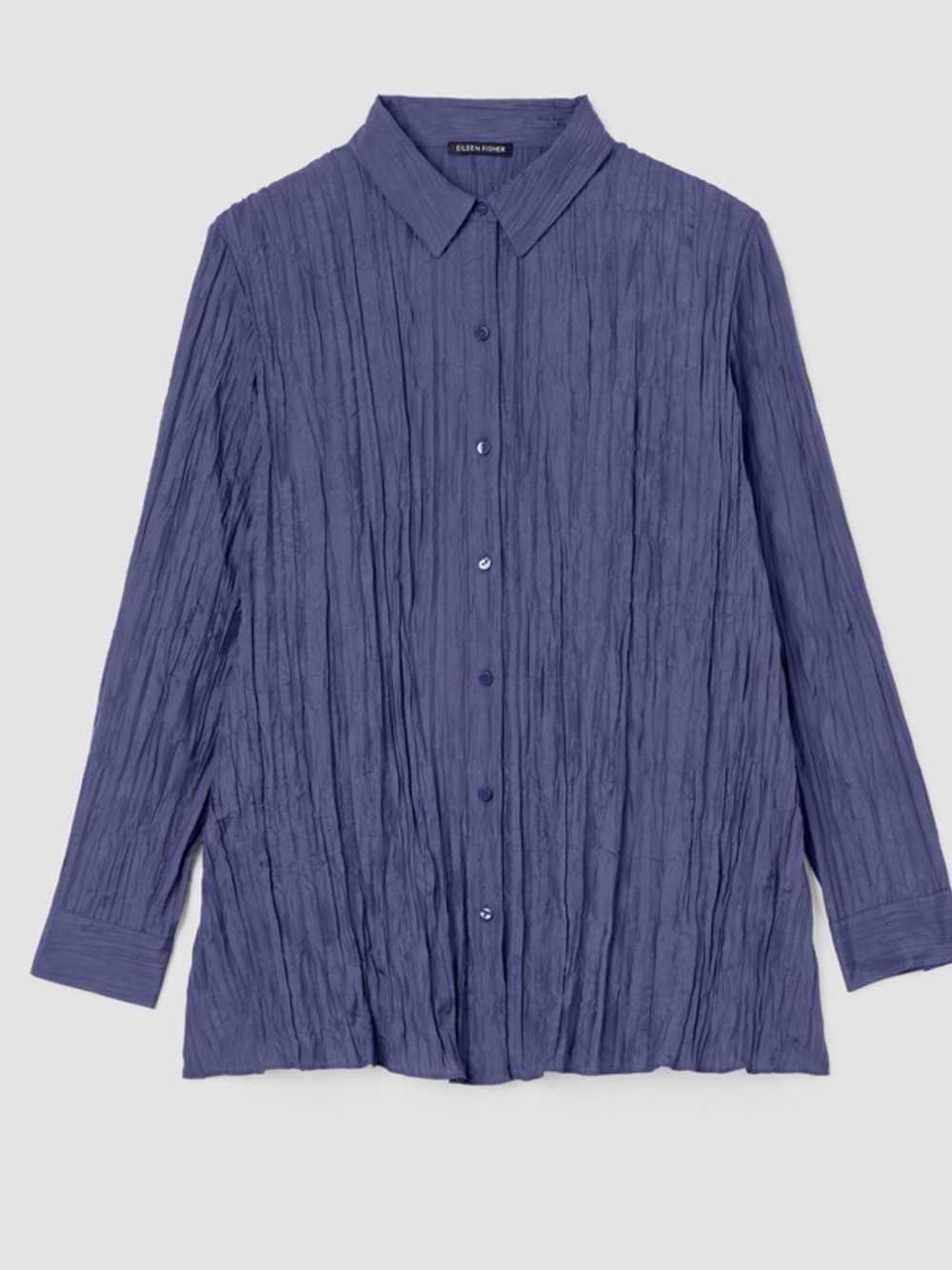 Eileen Fisher Crushed Silk Classic Collar Shirt alpine blue